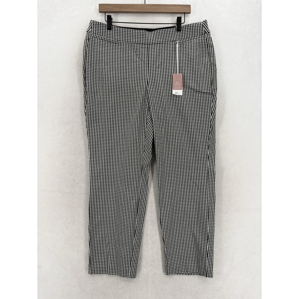 Lane Bryant The Allie Skinny Ankle Pants Womens 16 Black Check Ponte Stretch NWT